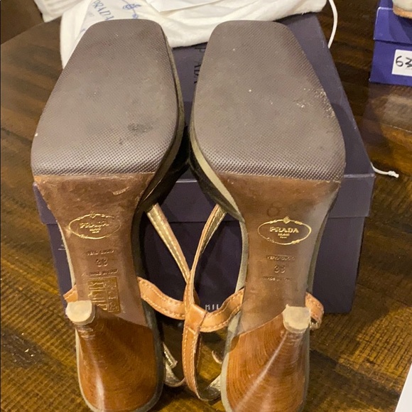 Prada Brown and Black Strappy Heels - Picture 4 of 5